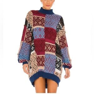 Free People Patched Argyle Sweater Dress